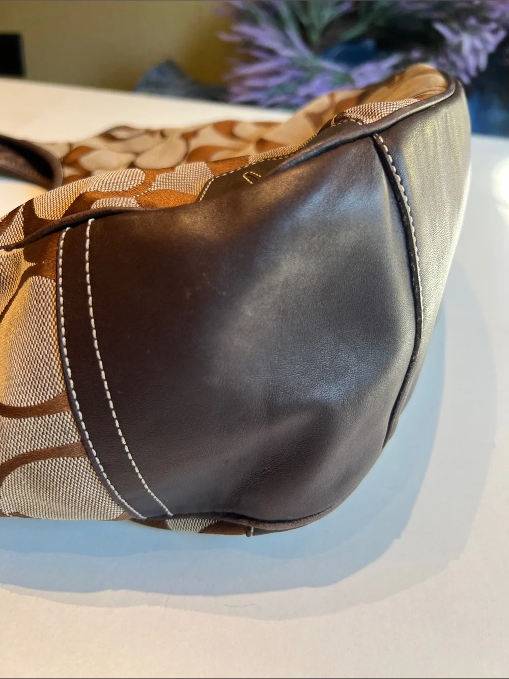 vintage Coach Ergo Signature Canvas Y2K hobo jacquard C monogram  brown leather